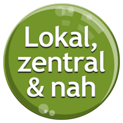 Button mit dem Text "lokal, zentral und nah"