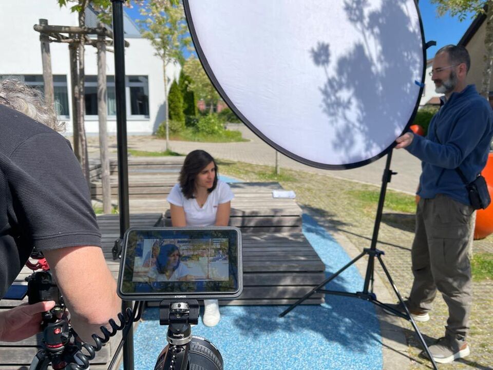 Making-of von einem Interview mit einer Lehrerin