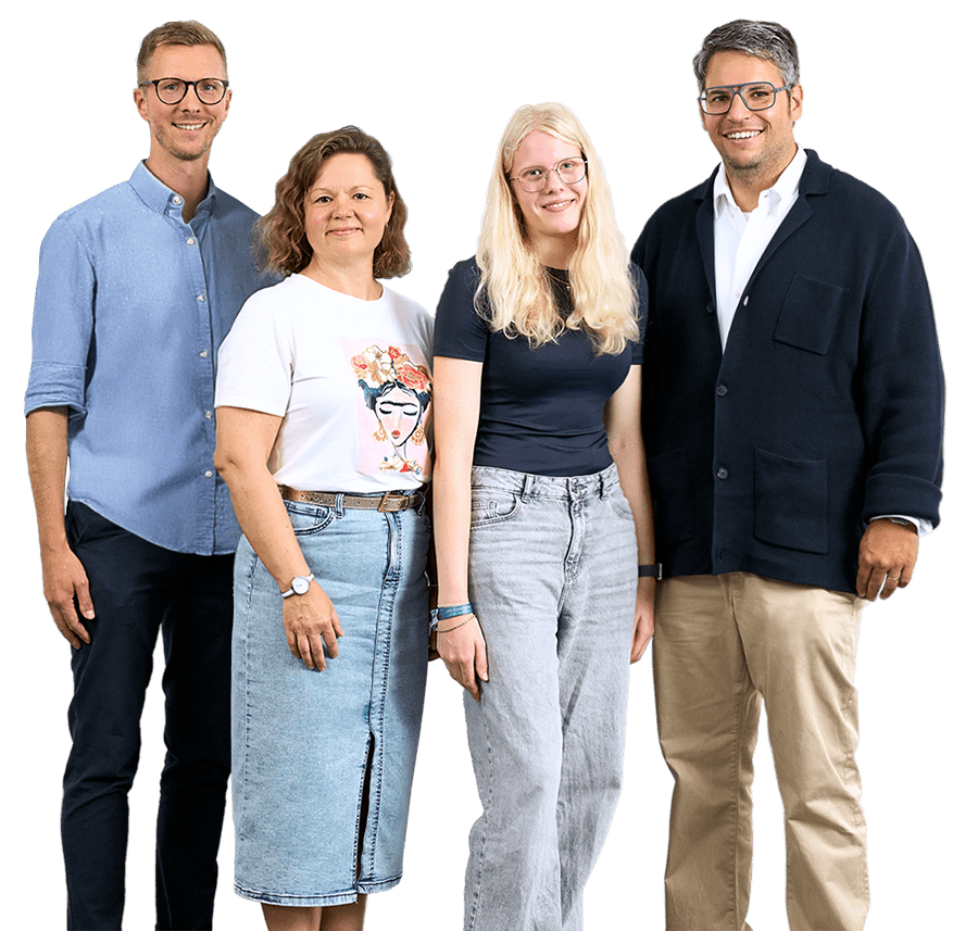 Lehrer, Eltern, Schülerin und Schulleiter als Gruppe zusammen stehend