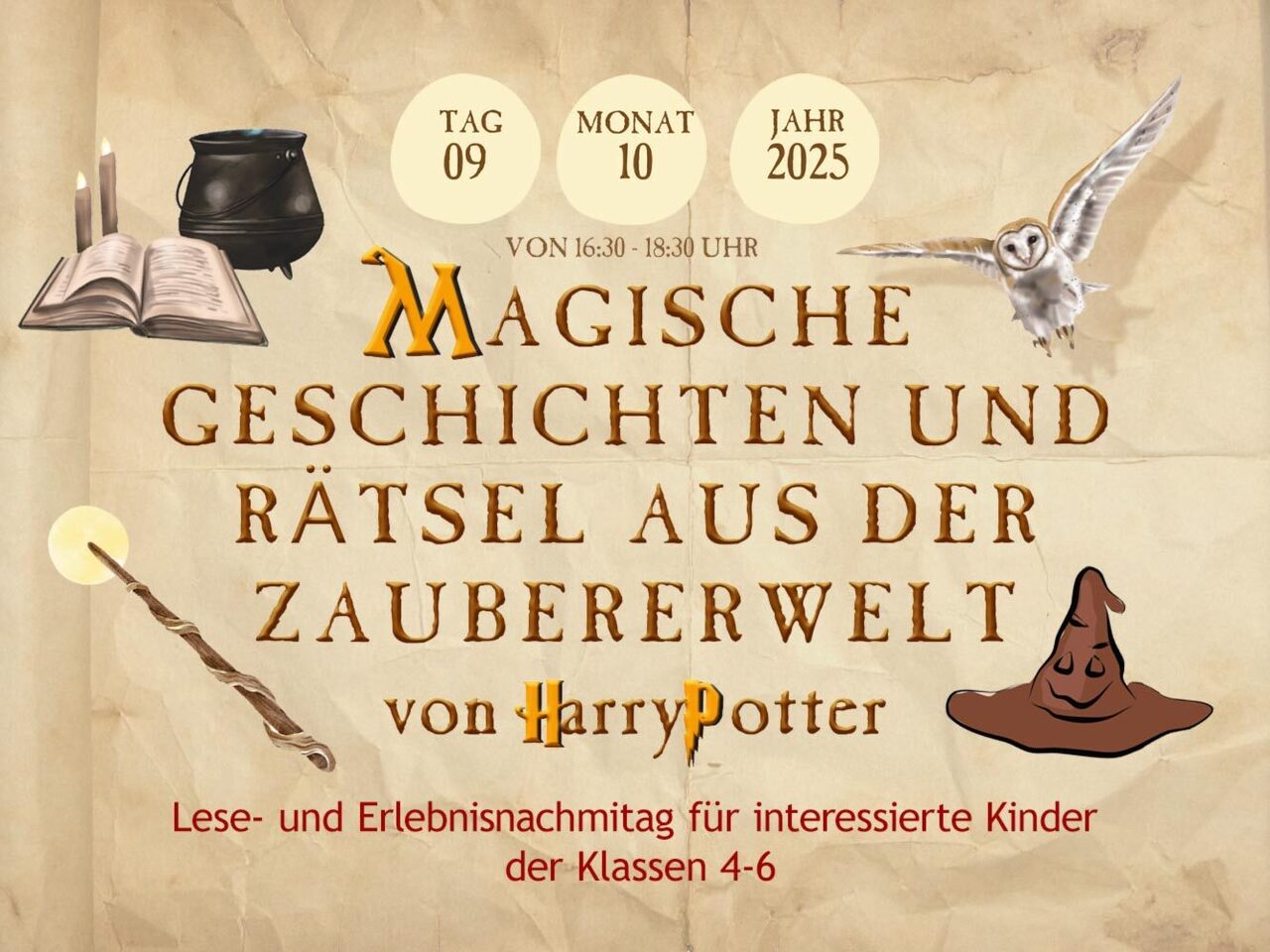 Plakat für den Lese- und Erlebnisnachmittag