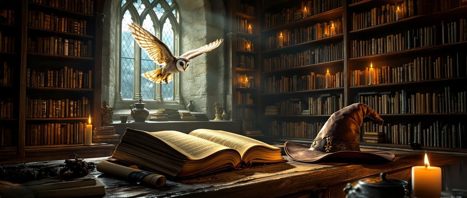 Märchenhafte Bibliothek in einem alten Schloss