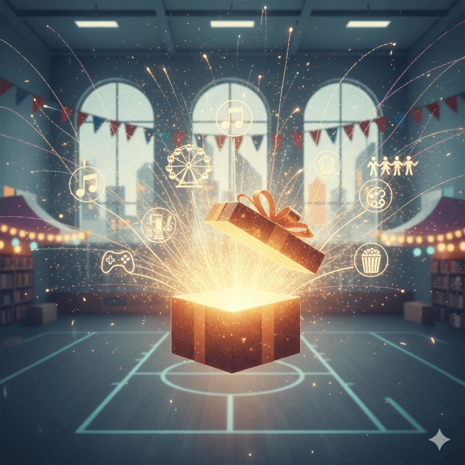 Leuchtende Geschenk öffnet sich